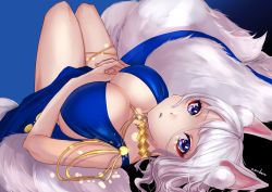 Rule 34 | 1girl, amadarel, artist name, azur lane, bad id, bad pixiv id, black background, blue background, blue dress, breasts, center opening, cocktail glass, cup, dress, drinking glass, evening gown, fox tail, gold necklace, gradient background, halter dress, halterneck, jewelry, kaga (azur lane), kaga (exalted white wings) (azur lane), kitsune, kyuubi, large breasts, large tail, looking at viewer, medium hair, multiple tails, necklace, official alternate costume, purple eyes, simple background, sleeveless, sleeveless dress, solo, tail, white hair, white tail