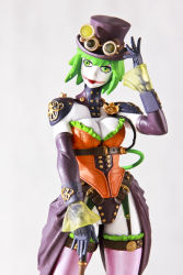 Rule 34 | 1girl, ame-comi, batman (series), breasts, cane, cleavage, corset, dc comics, duela dent, elbow gloves, figure, gloves, goggles, goggles on headwear, green eyes, green hair, hat, leotard, lipstick, makeup, matching hair/eyes, no humans, photo (medium), solo, thighhighs, top hat