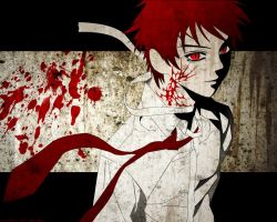 Rule 34 | 00s, 1boy, aono tsukune, blood, male focus, red eyes, red hair, rosario+vampire, solo, upper body