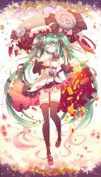 Rule 34 | 1girl, bad id, bad pixiv id, candy, detached sleeves, dress, closed eyes, food, green hair, hatsune miku, highres, long hair, mary janes, phino, shoes, smile, solo, thighhighs, twintails, umbrella, very long hair, vocaloid