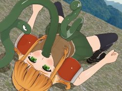 Rule 34 | 1girl, 3d, animated, animated gif, armor, blonde hair, brown hair, censored, dutch angle, green eyes, leggings, looking at viewer, looking back, miniskirt, monster, nekoken, onna senshi emily, oral, outdoors, skirt, snake, solo, spitroast, tentacles, thighhighs, vaginal, zettai ryouiki