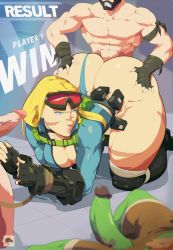 Rule 34 | 1girl, 3boys, alternate costume, alternate hairstyle, ass, ass grab, bdsm, beard, bent over, blonde hair, blue eyes, bondage, bound, bound wrists, breasts, cammy white, capcom, clothed sex, doggystyle, facial hair, forced, goggles, group sex, hetero, highleg, highleg leotard, highres, hip focus, huge ass, large breasts, leotard, multiple boys, sex, sex from behind, street fighter, street fighter v, thick thighs, thighs, wide hips, zipper