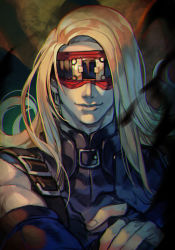 Rule 34 | 1boy, arc system works, belt buckle, blindfold, blonde hair, buckle, covered eyes, guilty gear, guilty gear strive, hungry clicker, lips, long hair, male focus, nose, portrait, solo, solo focus, straight hair, zato-1