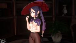 Rule 34 | 1girl, 3d, animated, breast expansion, breasts, genshin impact, hat, large breasts, long hair, medium breasts, mona (genshin impact), nipples, pov, purple hair, redrain, sound, tagme, twintails, video, witch hat