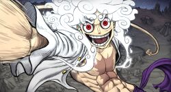 Rule 34 | 1boy, abs, gear fifth, limn044, monkey d. luffy, muscular, one piece, red eyes, scar, scar on chest, scar on face, white hair