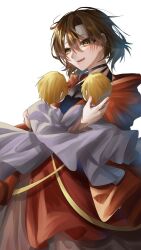 Rule 34 | 1boy, 2girls, black choker, blonde hair, brother and sister, brown hair, capelet, choker, crossed arms, dress, evillious nendaiki, floating hair, gretel (evillious nendaiki), hansel (evillious nendaiki), highres, holding baby, kagamine len, kagamine rin, kei (3o4xxwcc5nksquy), majo salmhofer no toubou (vocaloid), meiko (vocaloid), meta salmhofer, mother and daughter, mother and son, multiple girls, red capelet, red dress, short hair, siblings, smile, twins, vocaloid, yellow eyes