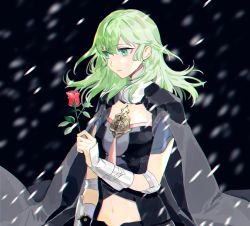 Rule 34 | 1girl, bad id, bad twitter id, byleth (female) (fire emblem), byleth (fire emblem), clothing cutout, fire emblem, fire emblem: three houses, flower, green eyes, green hair, holding, holding flower, navel cutout, nintendo, nmnm2332chan, parted lips, solo, upper body