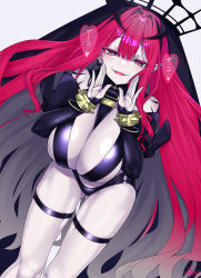 Rule 34 | 1girl, bare shoulders, blush, breasts, cleavage, detached sleeves, earrings, baobhan sith (fate), baobhan sith (second ascension) (fate), fangs, fate/grand order, fate (series), grey eyes, highres, jewelry, large breasts, long hair, looking at viewer, nail polish, open mouth, pink hair, pointy ears, revealing clothes, sidelocks, sitting, slit pupils, smile, solo, thighs, translation request, veil, watosu