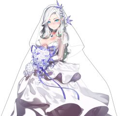 Rule 34 | 1girl, blush, breasts, character sheet, cleavage, closed mouth, collar, cowboy shot, dress, flower, game cg, holding, holding flower, jewelry, large breasts, light smile, long hair, looking at viewer, miracle snack shop, necklace, non-web source, nose blush, official art, philia salis, see-through, see-through headwear, see-through sleeves, sidelocks, solo, standing, talesshop, transparent background, ukero, veil, very long hair, wedding dress, white collar, white dress, white flower, white hair