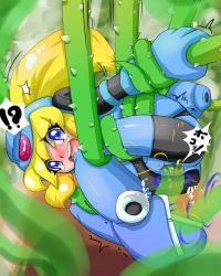 Rule 34 | artist request, blonde hair, blue eyes, blush, helmet, long hair, object insertion, ponytail, rape, restrained, rokko-chan, rokko-chan (character), sparks, tentacles, thorn (ff9), wire