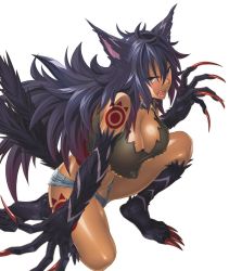 Rule 34 | 00s, 1girl, animal ears, breasts, claws, cleavage, female focus, kanon (taimanin asagi), large breasts, lilith-soft, monster girl, nobushito kuro, solo, taimanin (series), taimanin asagi, taimanin asagi kessen arena, tattoo, wolf ears