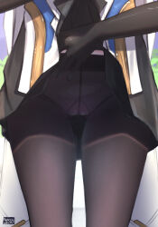 Rule 34 | 1girl, black pantyhose, black skirt, close-up, clothes lift, gluteal fold, highres, honkai: star rail, honkai (series), lifted by self, lower body, nyaxxy, pantyhose, pela (honkai: star rail), skirt, skirt lift, solo