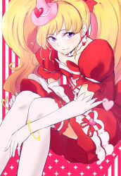 Rule 34 | 1girl, asahina mirai, ayatori (sensei heroism), blonde hair, bracelet, choker, cure miracle, cure miracle (ruby style), elbow gloves, gloves, hat, heart, jewelry, long hair, magical girl, mahou girls precure!, mini hat, mini witch hat, precure, purple eyes, ruby style, solo, thighhighs, twintails, white gloves, white thighhighs, witch hat