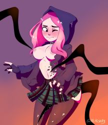 Rule 34 | dead by daylight, female focus, highres, pink hair, skirt, susie (dead by daylight), tentacles, thighhighs, torn clothes