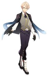 Rule 34 | 1boy, assassin (fate/grand order), fate/grand order, fate/prototype, fate/prototype: fragments of blue and silver, fate (series), glasses, gloves, green eyes, jacket, jacket on shoulders, jekyll and hyde (fate), male focus, nakahara (mu tation), official art, solo, transparent background, vest, waistcoat