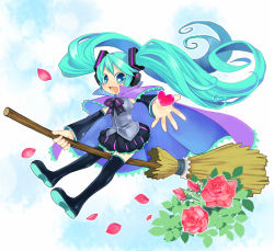 Rule 34 | + +, bad id, bad pixiv id, boots, broom, flower, hatsune miku, long hair, petals, rose, tamachro, thigh boots, thighhighs, twintails, very long hair, vocaloid