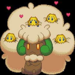 Rule 34 | 10s, :&lt;, afro, angry, animated, animated gif, blue eyes, collar, creatures (company), crossed arms, dark skin, frown, game freak, gen 5 pokemon, glowing, glowing eyes, heart, joltik, lowres, mane, nintendo, no humans, orange eyes, pixel art, pokemon, pokemon (creature), pokemon bw, transparent background, whimsicott