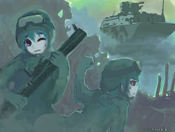Rule 34 | 2girls, all fours, army, female focus, multiple girls, outdoors, r.o.c army, soldier, taiwan (nationality)