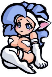 Rule 34 | 1girl, :3, animal ears, animal hands, big hair, blush, breasts, capcom, cat ears, cat tail, chibi, felicia (vampire), gloves, large breasts, noise (lesion949), solo, tail, vampire (game)