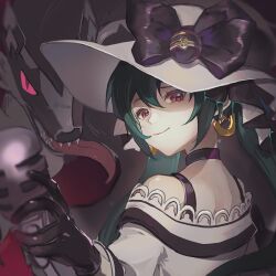 Rule 34 | 1girl, ajing, bare shoulders, black choker, black gloves, black ribbon, choker, creatures (company), dark green hair, dark miku (project voltage), earrings, game freak, gen 8 pokemon, gloves, hat, hat ribbon, hatsune miku, highres, holding, holding microphone, jewelry, looking at viewer, looking back, luxury ball, microphone, nintendo, obstagoon, poke ball, pokemon, pokemon (creature), project voltage, red eyes, ribbon, smile, tongue, tongue out, twintails, vocaloid