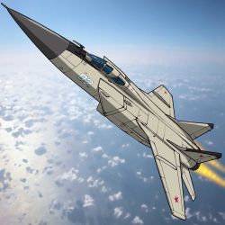 Rule 34 | absurdres, aircraft, airplane, attack aircraft, fighter jet, flying, highres, hirodango, interceptor aircraft, jet, mig-31, military, military vehicle, no humans, original, sky, vehicle focus