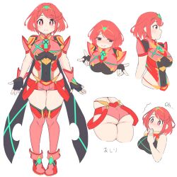 breasts chest_jewel headpiece highres large_breasts plump pyra_(xenoblade) red_shorts shorts solo swept_bangs tiara uncool_mochi xenoblade_chronicles_(series) xenoblade_chronicles_2