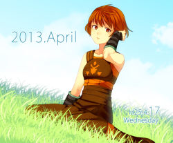 Rule 34 | 1girl, 2013, bad id, bad pixiv id, boots, dated, day, dorothy (fire emblem), fire emblem, fire emblem: the binding blade, freckles, grass, nintendo, orange eyes, orange hair, ouse (otussger), short hair, sitting, sky, solo