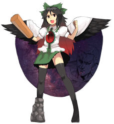 Rule 34 | 1boy, 1girl, cape, hokuto no ken, milky way, partially colored, reiuji utsuho, simple background, skirt, solo, souther, space, star (sky), thighhighs, touhou, white background, wings, yu 65026, zettai ryouiki