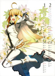Rule 34 | &gt;:d, 10s, 1girl, 2013, :d, ahoge, ankle cuffs, armpits, belt, belt buckle, belt skirt, blonde hair, bodysuit, boots, breasts, bridal veil, buckle, calendar, chain, dated, fate/extra, fate/extra ccc, fate (series), february, floral background, flower, from side, full-length zipper, gloves, green eyes, hair between eyes, high heels, january, jewelry, leg lift, leg up, lily (flower), lock, looking at viewer, looking back, medium breasts, nero claudius (bride) (fate), nero claudius (fate), nero claudius (fate) (all), official art, open mouth, outstretched arm, padlock, pointing, pointing at viewer, ring, scan, shoes, short hair with long locks, showgirl skirt, sidelocks, silhouette, skirt, smile, solo, standing, standing on one leg, takeuchi takashi, thigh strap, v-shaped eyebrows, veil, white background, white flower, white gloves, white skirt, wrist cuffs, zipper