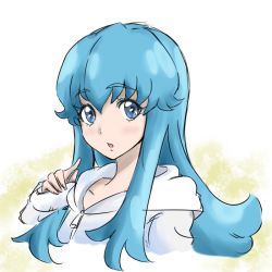 Rule 34 | 10s, 1girl, blue eyes, blue hair, eyelashes, happinesscharge precure!, long hair, looking at viewer, matching hair/eyes, open mouth, portrait, precure, shirayuki hime, simple background, sketch, solo, tsukikage oyama, white background