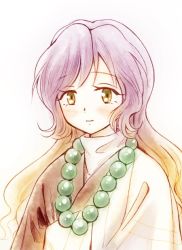 1girl beads blonde_hair female_focus hijiri_byakuren houzuki_(hotondo) purple_hair robe solo touhou wavy_hair white_background yellow_eyes