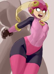 Rule 34 | 1boy, 1girl, absurdres, anythinggoes, bodysuit, breasts, colorized, covered erect nipples, gloves, helmet, hetero, highres, leotard, mega man (series), mega man battle network, navel, nipples, roll.exe (mega man), self-upload, sex, skin tight, small breasts, teeth, thick thighs, thighhighs, thighs, third-party edit, upper teeth only