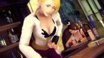 Rule 34 | 3d, animated, bar (place), blonde hair, bra, breasts, cleavage, cum, cum in container, cum in cup, dead or alive, erection, esk, foreskin, futanari, indoors, king (snk), masturbation, penis, shiranui mai, short hair, snk, source filmmaker (medium), the king of fighters, underwear, video, video