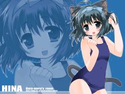 Rule 34 | 1girl, animal ears, cat ears, cat tail, kuro (nyago kuromaru), one-piece swimsuit, original, school swimsuit, solo, swimsuit, tail, zoom layer