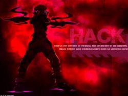 Rule 34 | .hack//, .hack//g.u., .hack//roots, 00s, 1boy, azure kite, bandai, cyber connect 2, dual wielding, glowing, glowing eyes, hat, holding, male focus, red eyes, red theme, silhouette, solo, sword, tri-edge, weapon