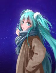 Rule 34 | 1girl, bad id, bad pixiv id, blue eyes, blue hair, blue scarf, hair ribbon, hand in pocket, hatsune miku, long hair, looking at viewer, matching hair/eyes, qingchen (694757286), ribbon, scarf, solo, twintails, vocaloid, white ribbon