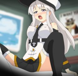 Rule 34 | animated, animated gif, azur lane, bouncing breasts, breasts, clothed sex, enterprise (azur lane), girl on top, hangaku, implied sex, large breasts, long hair, looking at another, purple eyes, school uniform, silver hair