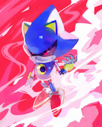 Rule 34 | bluumi, commentary, english commentary, full body, highres, metal sonic, purple eyes, robot, serious, solo, sonic (series), standing