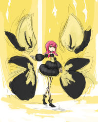 Rule 34 | 1girl, bare shoulders, boots, bubble skirt, highres, long hair, magical girl, oniro, original, pas (paxiti), pink hair, pinky (oniro), puffy sleeves, skirt, solo, wings, yellow eyes