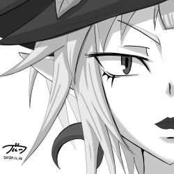 Rule 34 | b antinomy, earrings, greyscale, hat, highres, jewelry, magiquone, monochrome, neptune (series), short hair