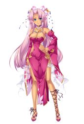 Rule 34 | 1girl, absurdres, bare shoulders, blue eyes, breasts, cleavage, cleavage cutout, clothing cutout, dark skin, dark-skinned female, detached sleeves, dress, female focus, full body, game cg, hair ornament, hand on own hip, highres, hikage eiji, jewelry, koihime musou, long hair, looking at viewer, nail polish, necklace, official art, pelvic curtain, pink hair, ponytail, revealing clothes, shin koihime musou, shoes, side slit, smile, solo, sonsaku, transparent background, very long hair, white background