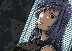 Rule 34 | 00s, 1990s (style), 1girl, window blinds, blue hair, brown eyes, final fantasy, final fantasy vii, final fantasy vii advent children, highres, jian huang, solo, tifa lockhart, window