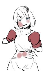 Rule 34 | 1girl, bb (pixiv13315945), belly, boxing, boxing gloves, bruise, bruise on face, highres, injury, midriff, original, shirt, short hair, simple background, smile, solo, t-shirt
