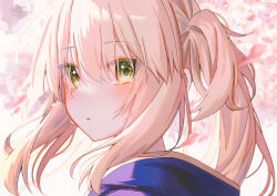 Rule 34 | 1girl, absurdres, aro 1801, artoria caster (fate), artoria pendragon (fate), blonde hair, blush, fate/grand order, fate (series), green eyes, hair between eyes, highres, long hair, looking to the side, parted lips, petals, portrait, solo, tears