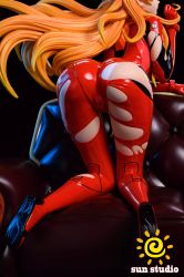 Rule 34 | 1girl, absurdres, arm support, ass, ass focus, breasts, cameltoe, curvy, evangelion: 3.0+1.0 thrice upon a time, figure, floating hair, hair between eyes, hair down, highres, long hair, looking to the side, neon genesis evangelion, orange hair, panties, photo (medium), plugsuit, rebuild of evangelion, simple background, solo, souryuu asuka langley, torn clothes, two side up, underwear, very long hair, white panties, wide hips