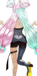 Rule 34 | 1girl, aqua hair, ass, backless outfit, creatures (company), dress, from behind, game freak, hair ornament, high heels, highres, iono (pokemon), long hair, looking away, multicolored hair, nintendo, pantyhose, pink hair, pokemon, pokemon sv, short dress, solo, twintails, uenoryoma, very long hair