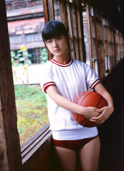 Rule 34 | ball, basketball, black hair, buruma, gym uniform, long hair, lowres, photo (medium)
