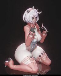 Rule 34 | 1girl, 3d, animated, arc system works, ass, blue eyes, bouncing breasts, bracelet, breasts, cleavage, collar, elphelt valentine, fingerless gloves, full body, gloves, guilty gear, guilty gear strive, headband, high heels, huge ass, jacket, jewelry, leotard, looking at viewer, medium breasts, multicolored hair, multiple views, open clothes, open jacket, purple hair, reflection, reflective floor, revealing clothes, rushzilla, short hair, sign of the horns, smile, spiked bracelet, spiked collar, spiked headband, spiked thighlet, spikes, thick thighs, thighlet, thighs, thong leotard, turnaround, two-tone hair, video, white hair, wide hips