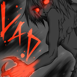 Rule 34 | 1girl, claws, glowing, glowing eyes, jin (mugenjin), left 4 dead, monochrome, red eyes, solo, spot color, torn clothes, witch (left4dead), you gonna get raped, zombie