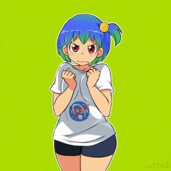 Rule 34 | 10s, 1girl, 60fps, angry, animated, asymmetrical hair, bike shorts, black shorts, blue hair, blush, bouncing, bouncing breasts, breasts, brown eyes, clothes writing, cowboy shot, dainapp, earth-chan, english text, female focus, frustrated, gradient hair, green background, green hair, hair ornament, hataraki ari, interpolated, logo, looking at viewer, medium breasts, moon, moon (ornament), multicolored hair, nasa, nasa logo, no bra, no eyebrows, one side up, open mouth, original, personification, ponytail, shirt, short shorts, short sleeves, shorts, shouting, side ponytail, simple background, solo, speech bubble, standing, talking, talking to viewer, text focus, third-party edit, two-tone hair, ugoira, video, white shirt, wide hips
